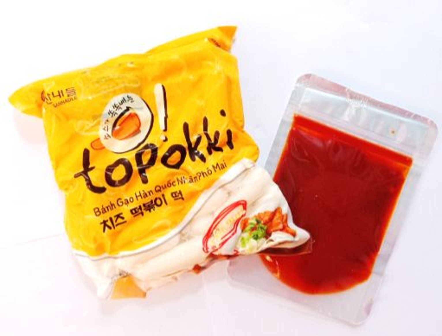 combo làm bánh gạo mì cay (bánh gạo 1kg bột phô mai sốt kim chi mì chinnoo)