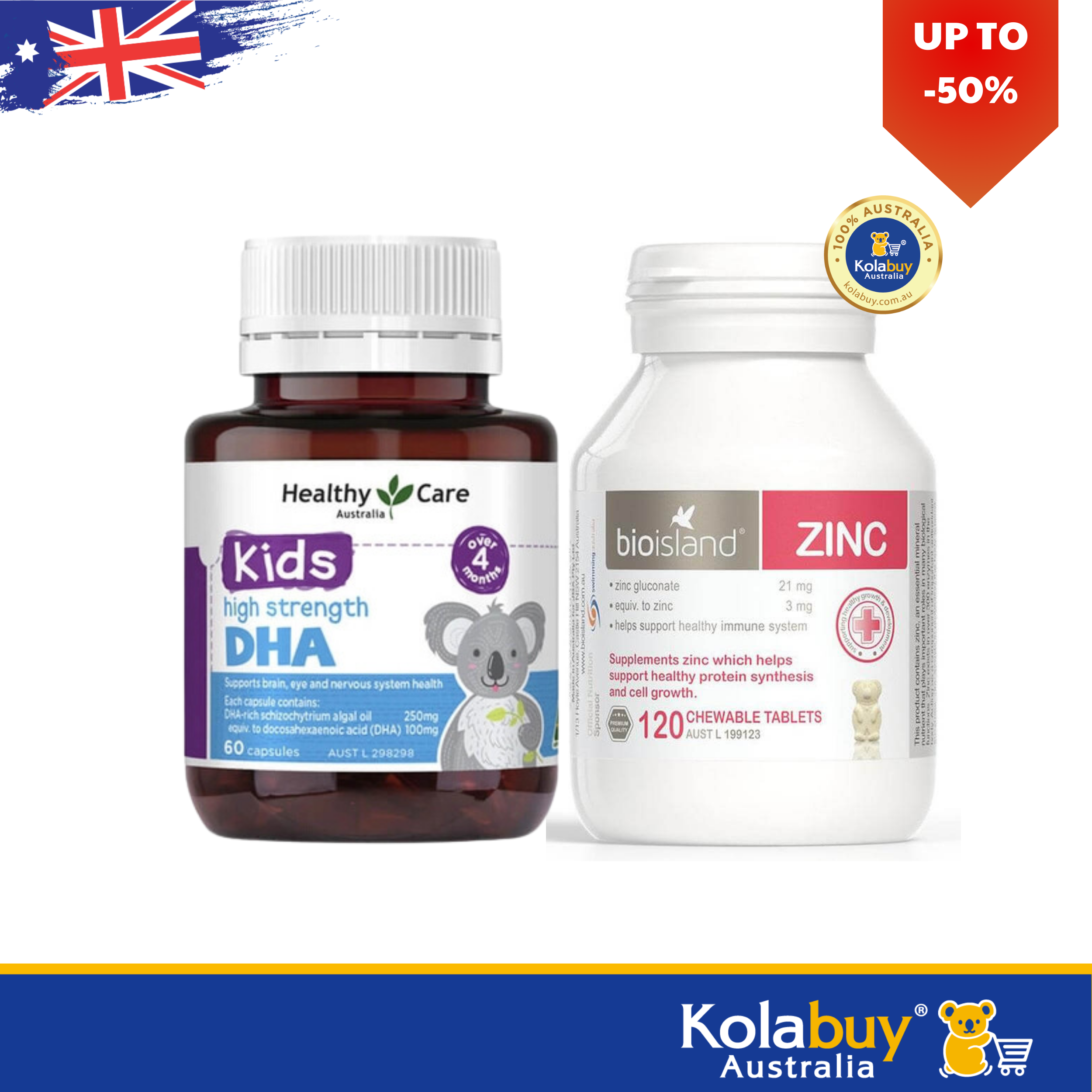 Combo Dha Healthy care và kẽm Bio Island