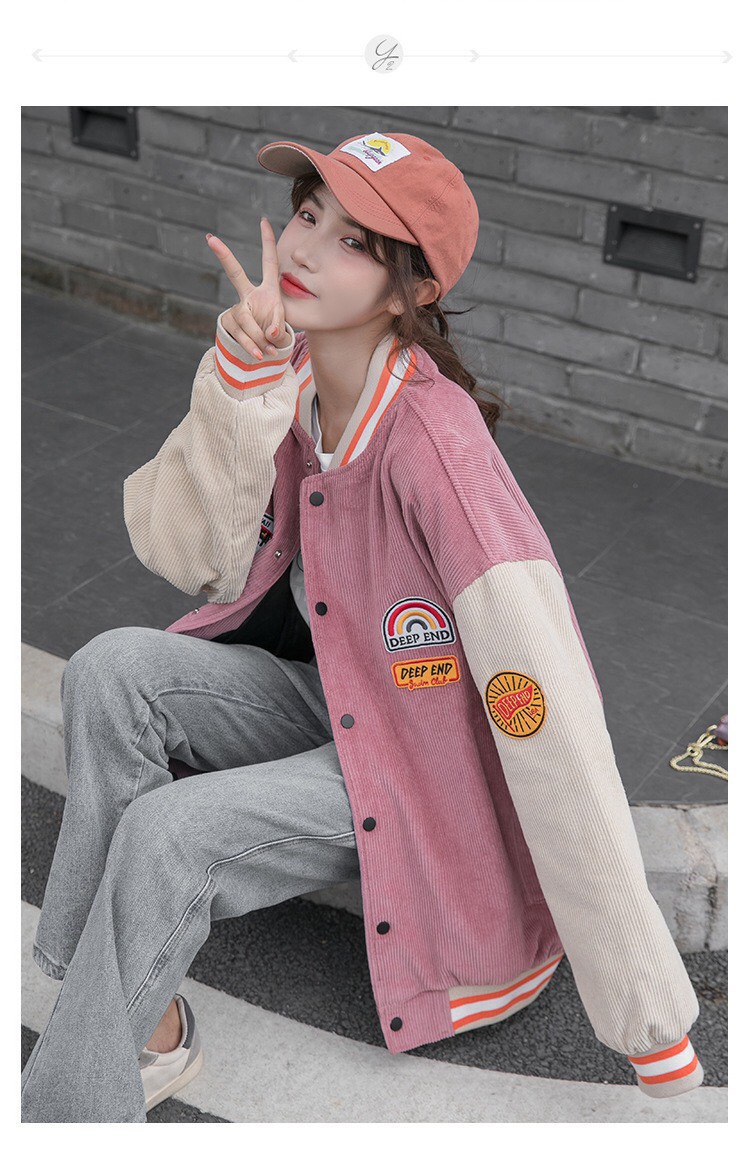 Áo local brand Bomber nữ nhung cầu vồng End