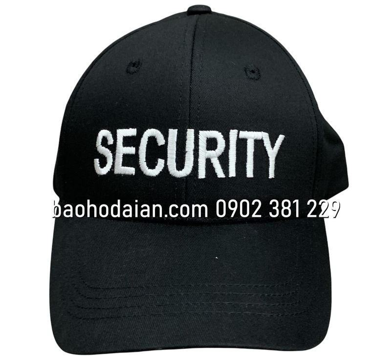 Mũ kết bảo vệ, vệ sĩ màu đen thêu logo Security cao cấp