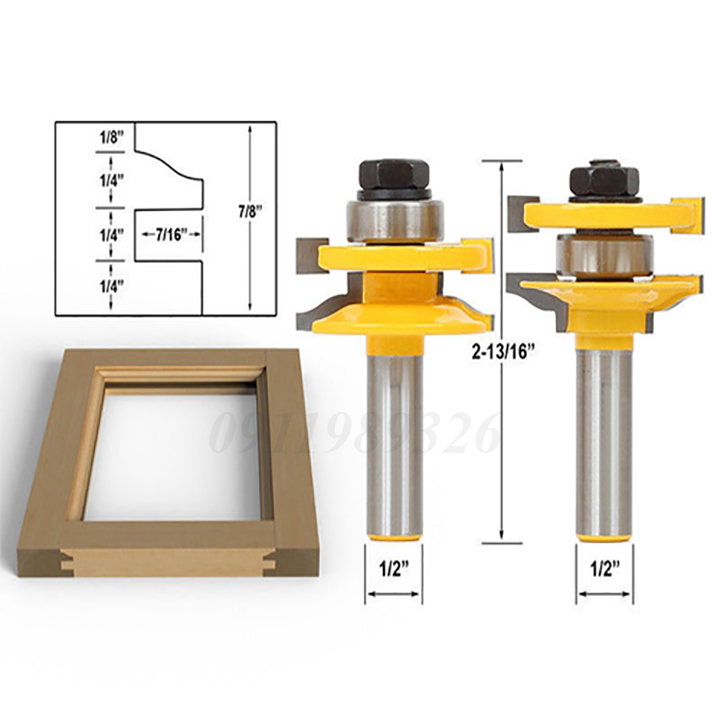 Bộ mũi phay gỗ mũi soi mộng cửa tủ bếp cốt 12.7mm