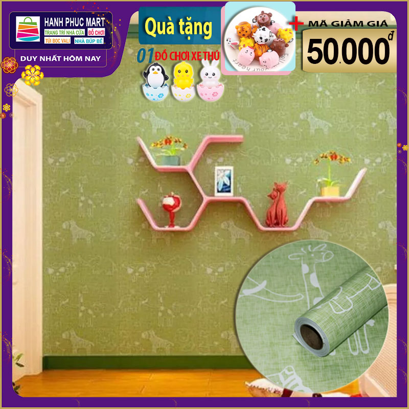 5M Giấy Dán Tường Động Vật Ngộ Nghĩnh - Có sẵn keo