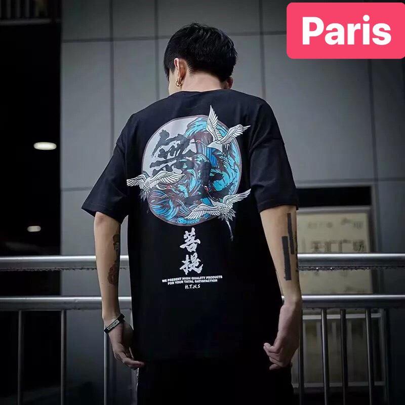 ÁO THUN NAM NỮ CON HẠC FORM RỘNG HÀN QUỐC MẠNH MẼ SÀNH ĐIỆU VẢI DÀY MIN - PARIS FASHION MỚI