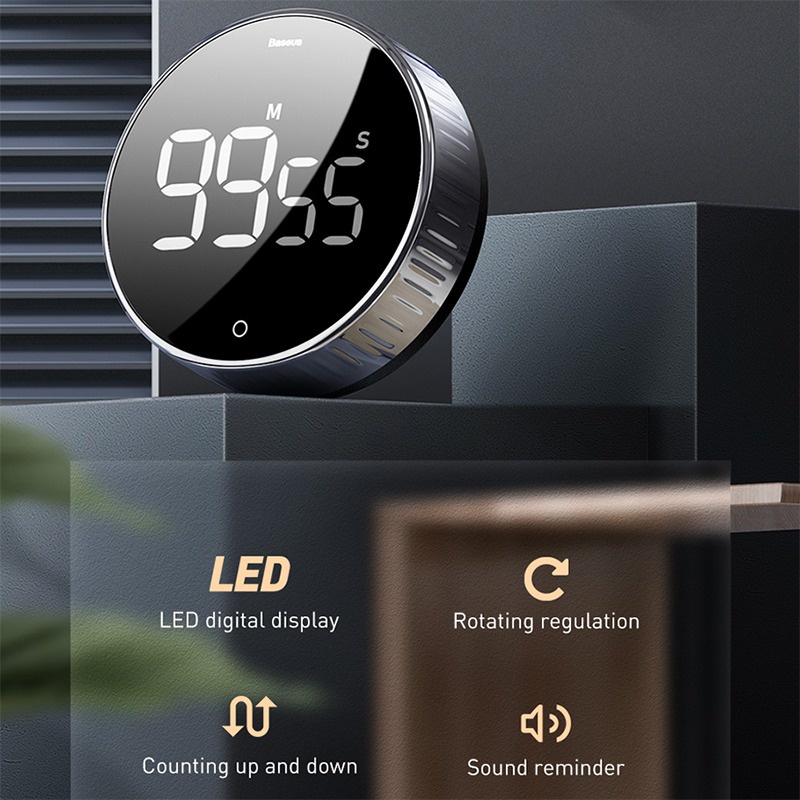 Đồng hồ hẹn giờ đếm ngược Baseus Heyo Rotation LED Countdown Timer