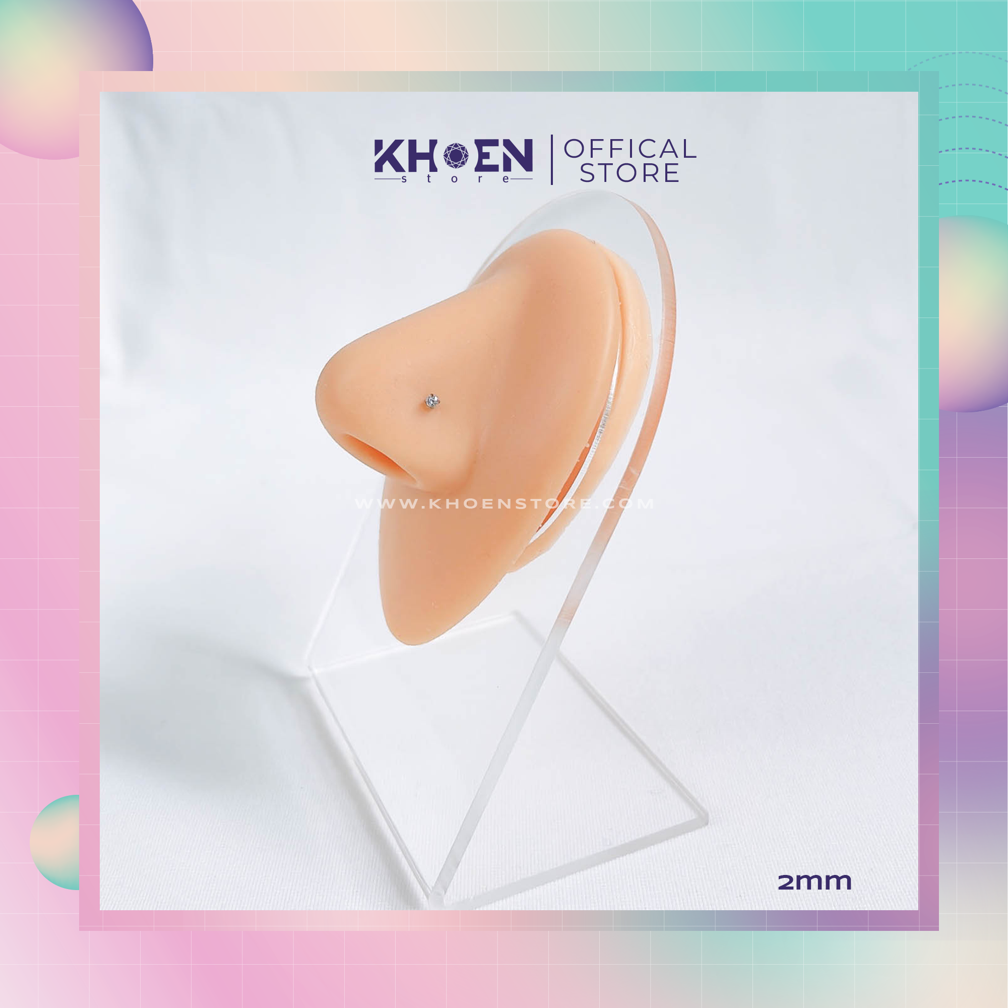 (1 Chiếc) Khuyên Mũi Đá chấu thân thẳng - Khoen Store