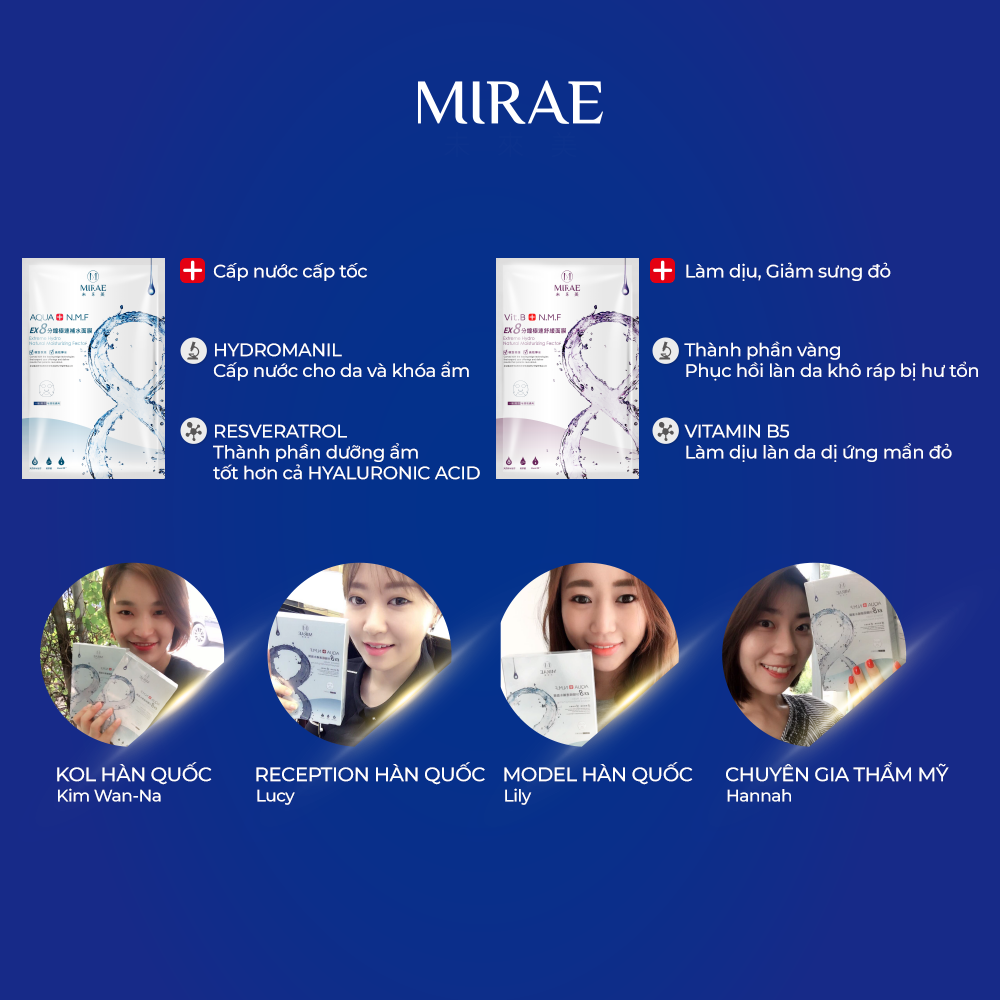 Mặt nạ Mirae EX8 phút dưỡng trắng cấp tốc - Oxygen cung cấp độ ẩm giúp da sáng bóng