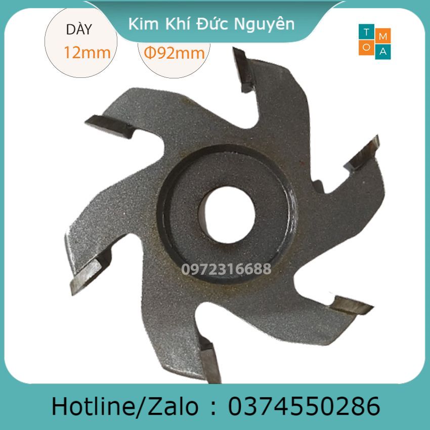 Mũi soi gỗ - mũi phay tupy tròn cánh quạt 6 cánh phi 92mm x 12mm