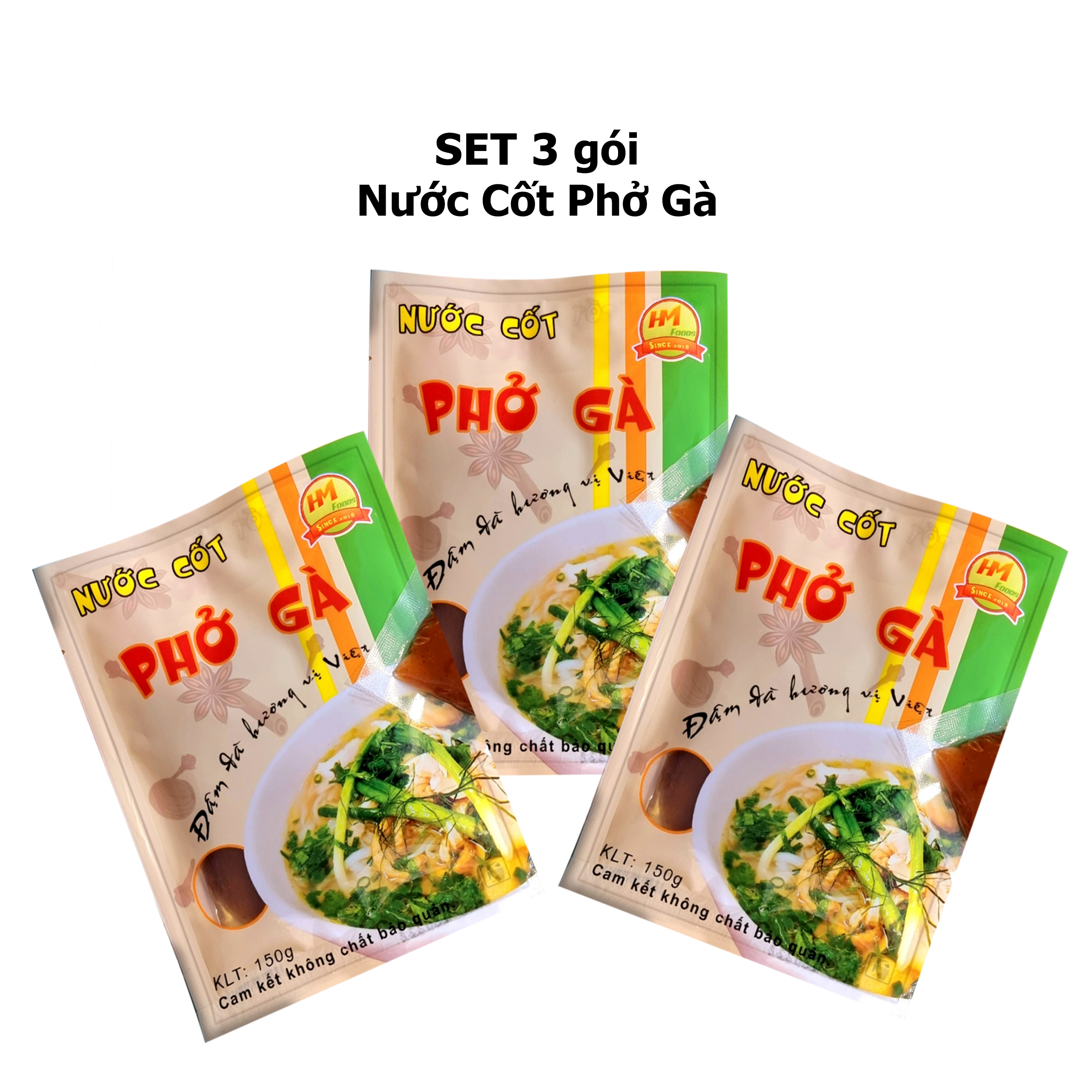 Set 3 gói cốt phở gà Hmfoods - chuẩn vị phở , thơm ngon An toàn tiện lợi