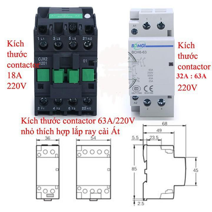 Bộ khởi động từ contactor 32A/2P/220V BOMGI
