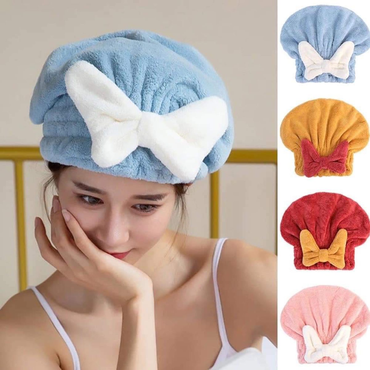 Khăn ủ tóc sau gội - khăn quấn đầu nơ siêu xinh thấm hút nước tốt -khăn nơ