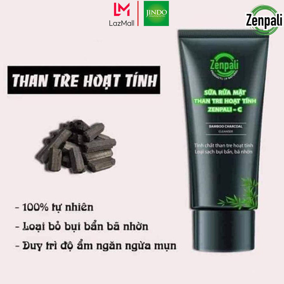Sữa Rửa Mặt Than Tre Hoạt Tính Zenpali C 60ml giúp ngừa mụn, trắng da, nâng cơ, se khít lỗ chân lông