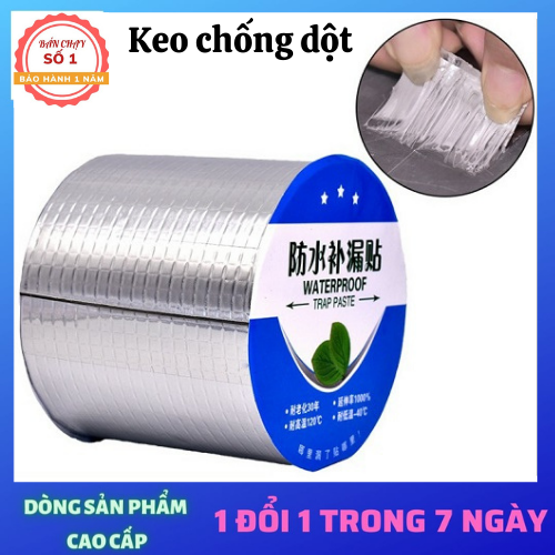 Khổ to (10CMx5M) Băng keo dán siêu dính chống thấm chống dột vải bạt trần nhà, mái tôn, ống nước, bể nước, xô chậu, phao bơi, bể bơi, đồ bơm hơi