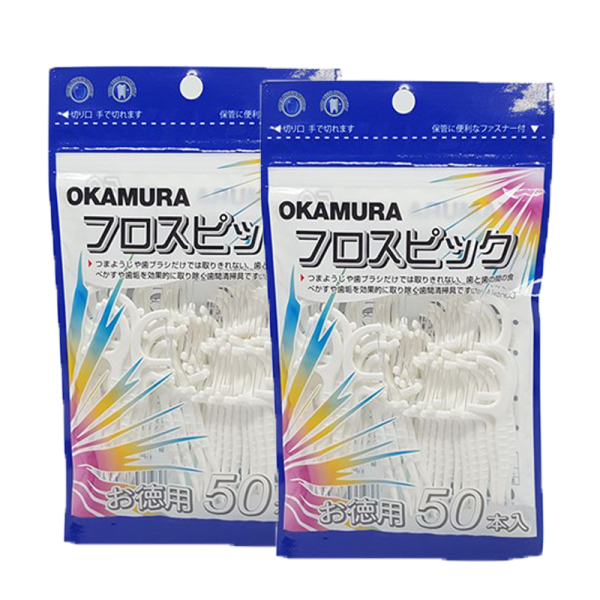 Okamura- Combo 2 bịch Tăm Chỉ nha khoa Okamura Japan (Bịch 50 cây*2)
