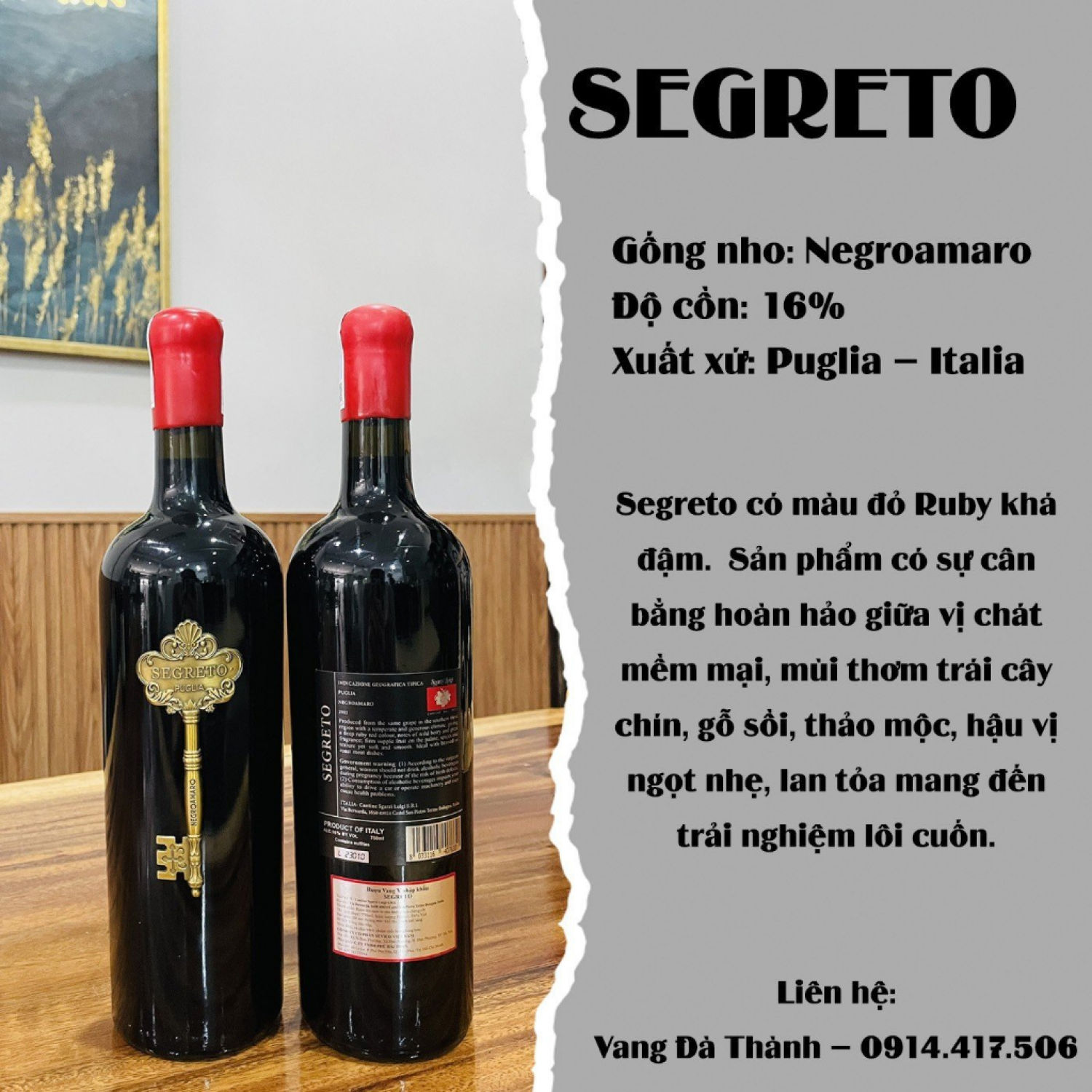 Rượυ vang Segreto 16% - VANG CHÌA KHÓA