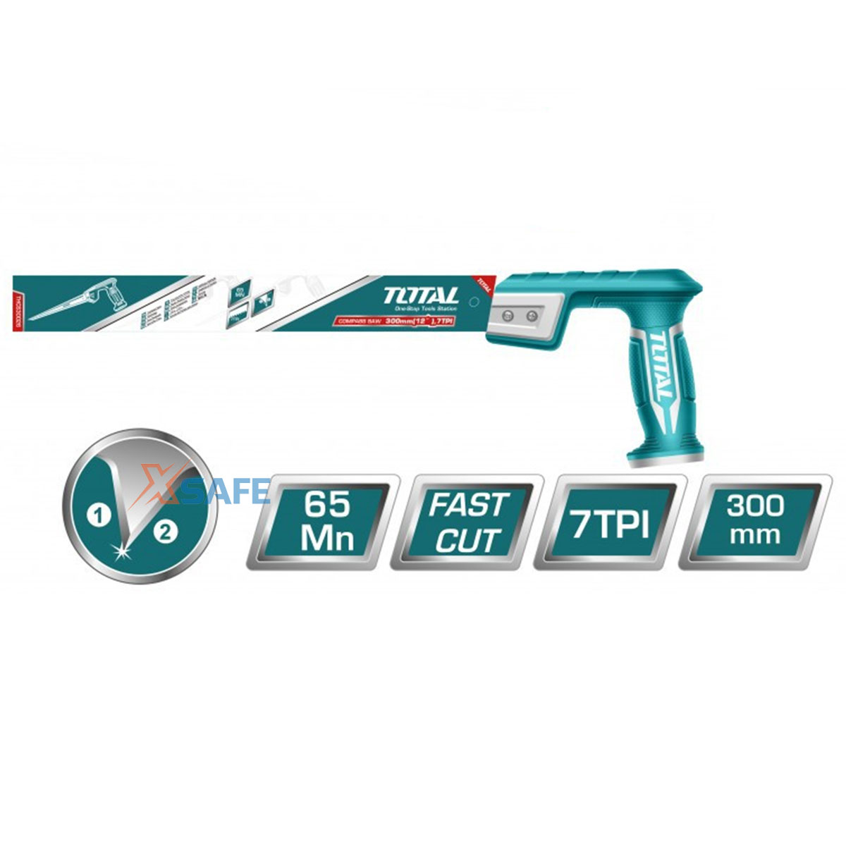 Hand saw the compa total THCS30026 design sharp tip, saw straight material SK5 premium for durability, good heat resistance, step teeth 7tpi with sharp high distribution genuine xsafe