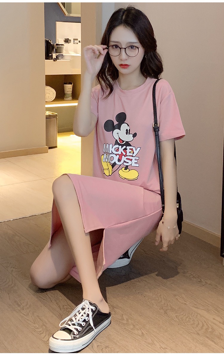 Đầm suông cotton Mickey Mouse đa phong cách TTSLA0177