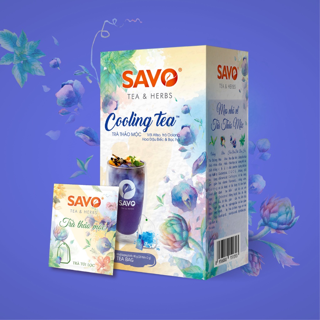 Trà Thảo Mộc SAVO Cooling (Cooling Herbal Tea) - Hộp 20 gói x 2gr