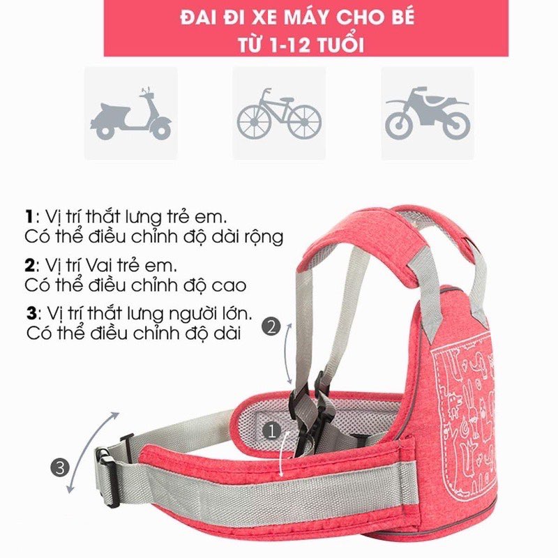Đai xe máy an toàn cho bé - Hàng 1 màu