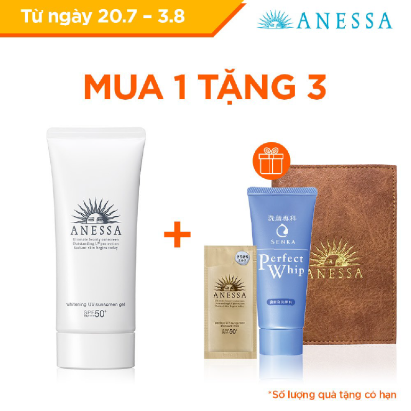 Gel chống nắng dưỡng trắng ngăn sạm da giảm thâm nám Anessa Whitening UV Sunscreen Gel - SPF50+ PA++++ - 90g