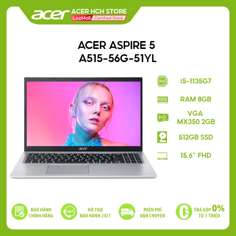 Laptop Acer Aspire 5 A515-56G-51YL i5-1135G7 | 8GB | 512GB | VGA MX350 2GB | 15.6 FHD | Win 10
