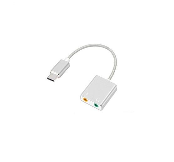 Cáp chia Mic và Loa từ cổng USB Type C - Sound card USB Type C 7.1 cao cấp
