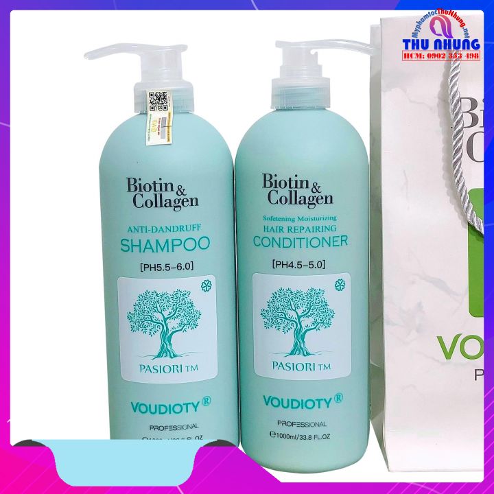 BỘ DẦU GỘI XẢ VOUDIOTY ANTI DANDRUFF BIOTIN COLLAGEN NEW XANH BIỂN CHO TÓC GÀU