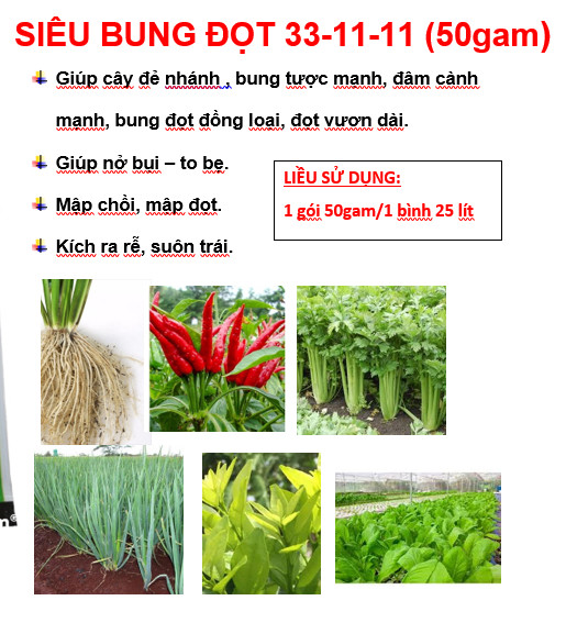 (50gam) Phân bón lá 33-11-11: siêu bung đọt, kích mập đọt, đâm chồi mạnh, bung chồi