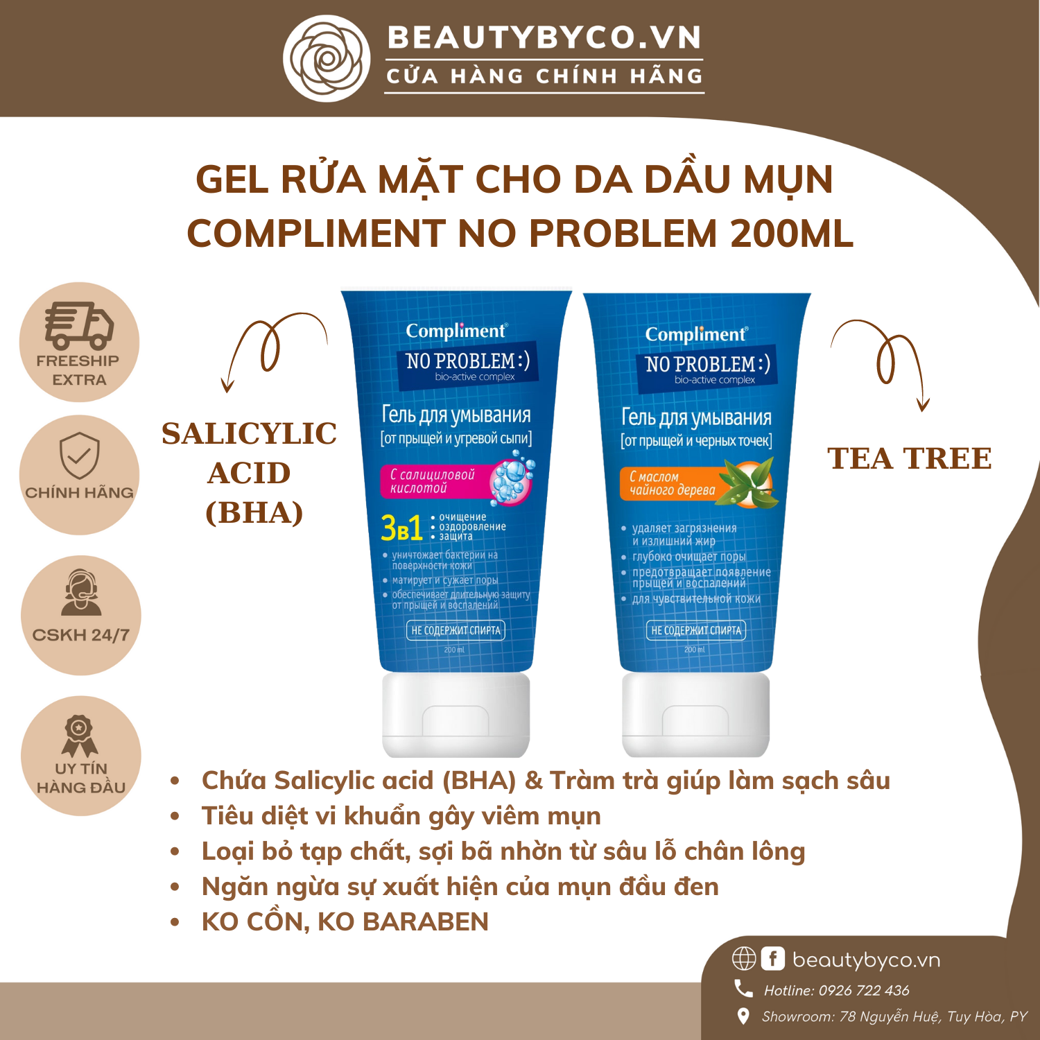 Sữa rửa mặt Compliment No Problem Salicylic acid 3in1 200ml