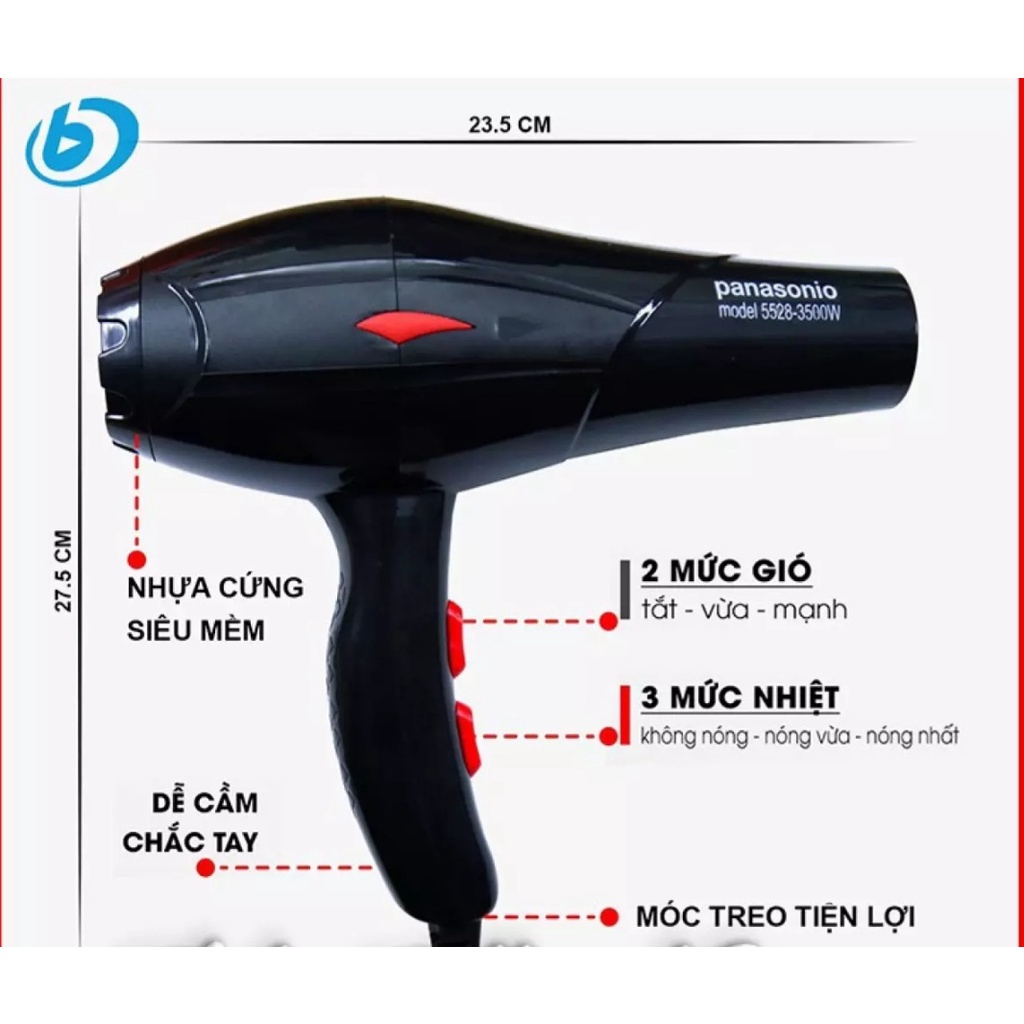 Máy Sấy Tóc 2 Chiều Panasoni , Máy Sấy Tóc Tạo Kiểu Công Suất Lớn 3500W