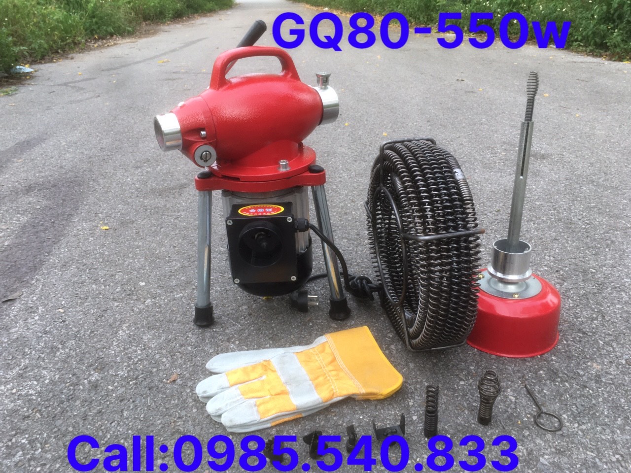 MÁY THÔNG CỐNG GQ80-550w (12M dây phi16 +4m phi8 + 6đầu thông + 1 đôi găng tay )