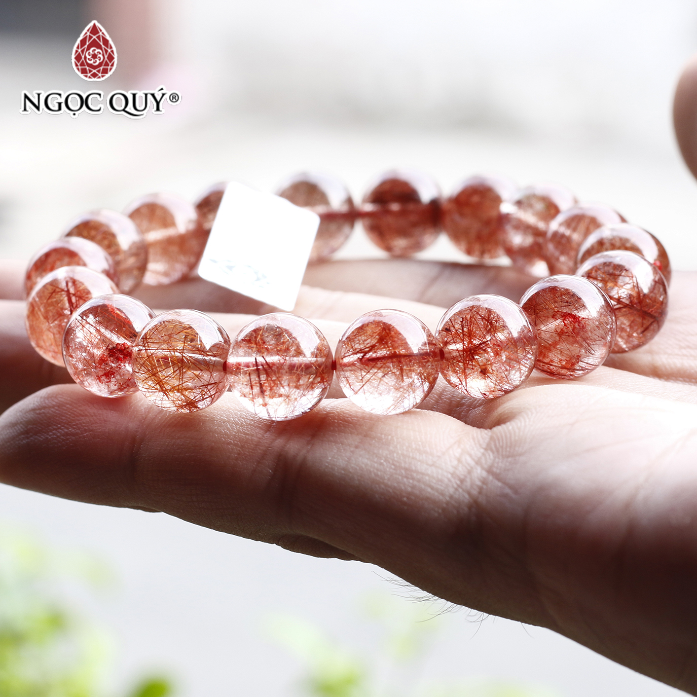 Vòng tay đá thạch anh tóc đỏ mệnh hỏa thổ - Ngọc Quý Gemstones