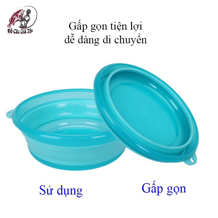 [Chất Lượng] Thau Trộn Mồi Silicon Có Thể Thu Gọn, Chậu Trộn Mồi
