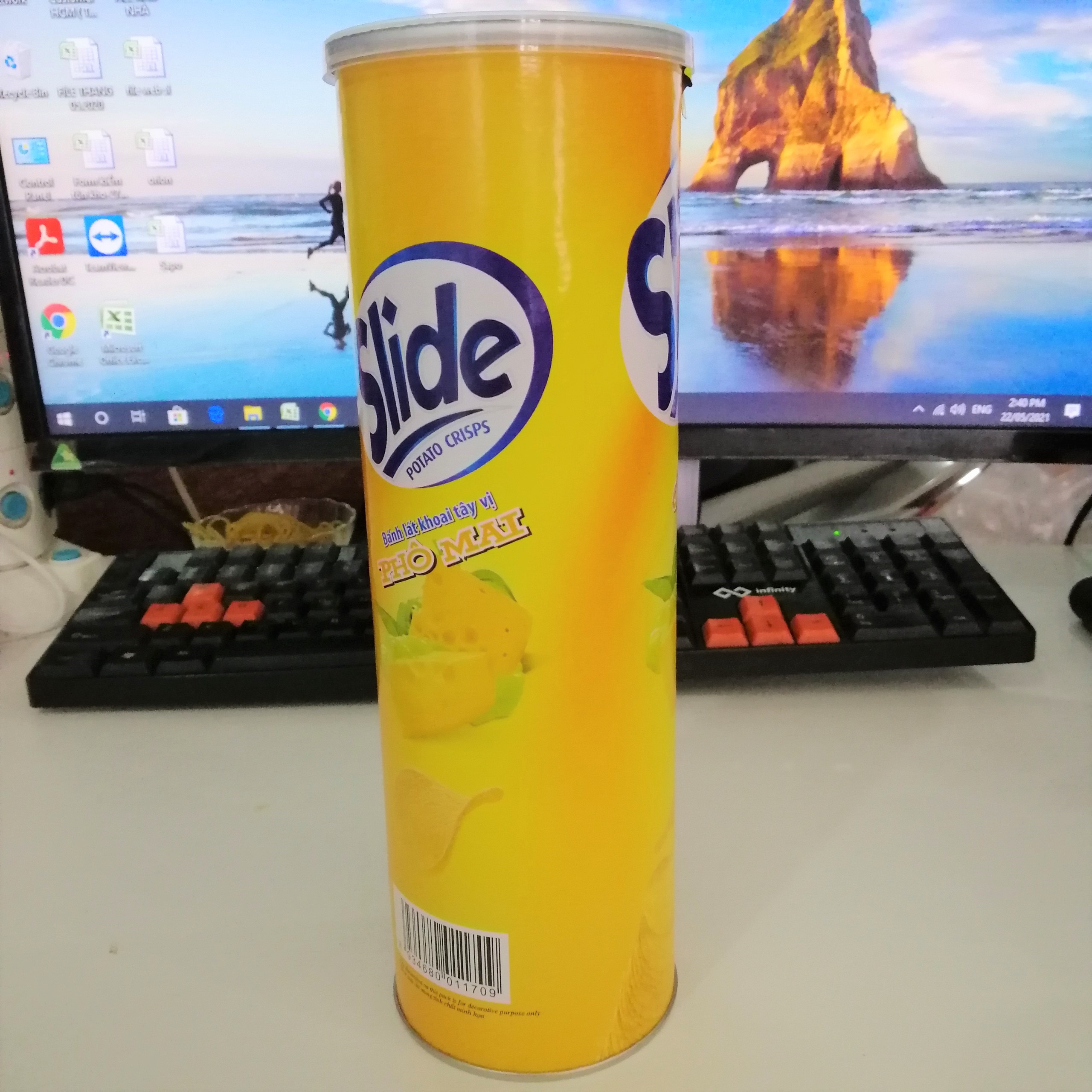 Snack Khoai Tây Slide Vị Phô Mai (Lon 150g)