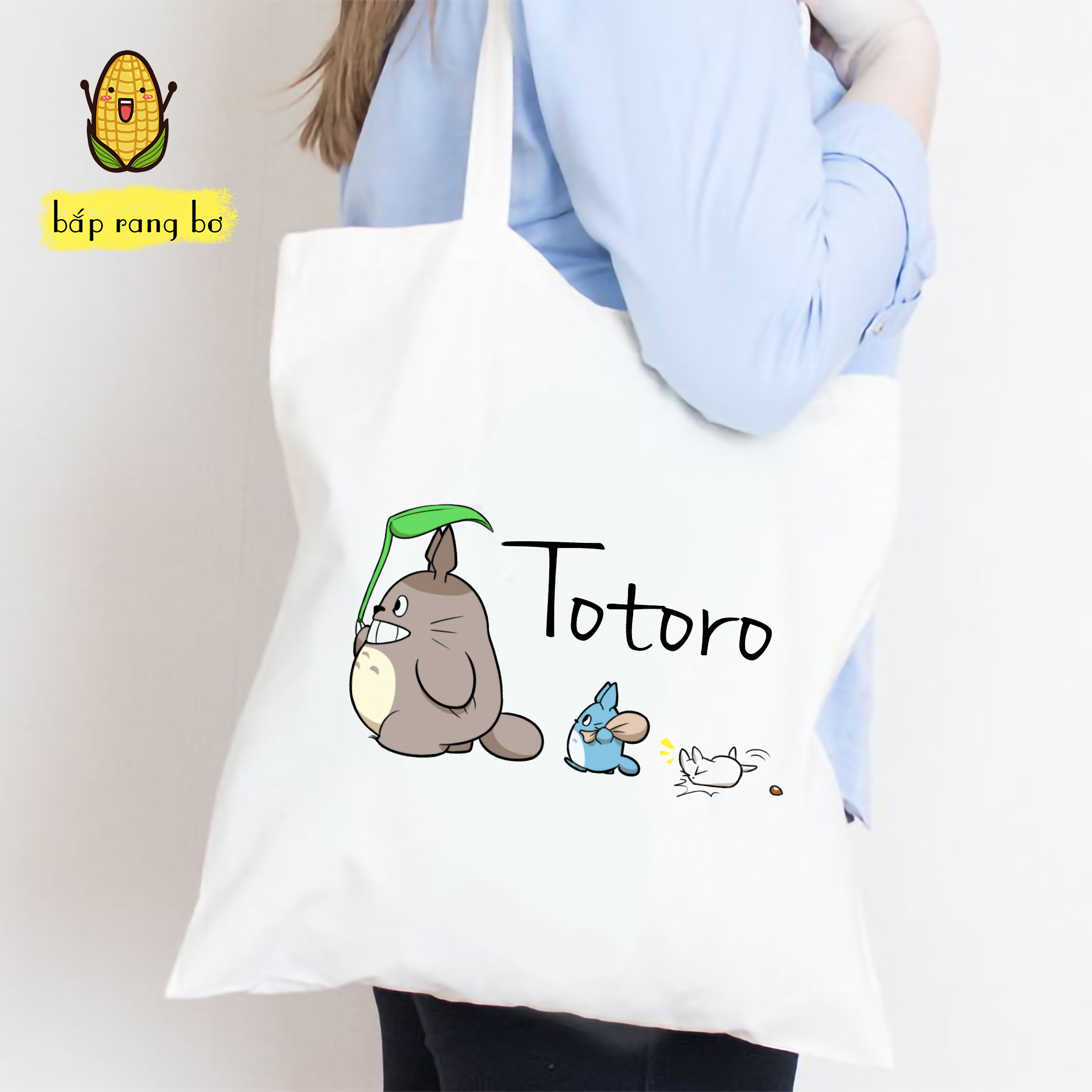 TÚI TOTE VUÔNG TOTORO (KHÓA MIỆNG TÚI VÀ TÚI CON) - VẢI CANVAS