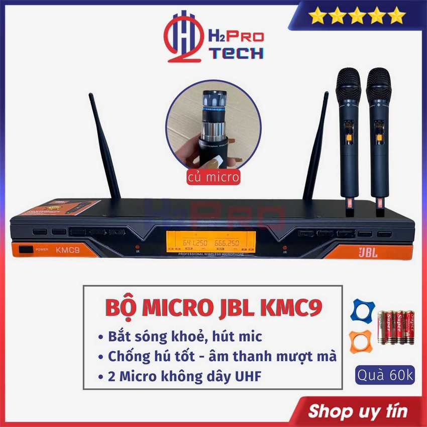 Micro không dây jbl kmc9 karaoke gia đình, củ mic lớn hát nhẹ, bắt sóng xa 30m - h2pro tech