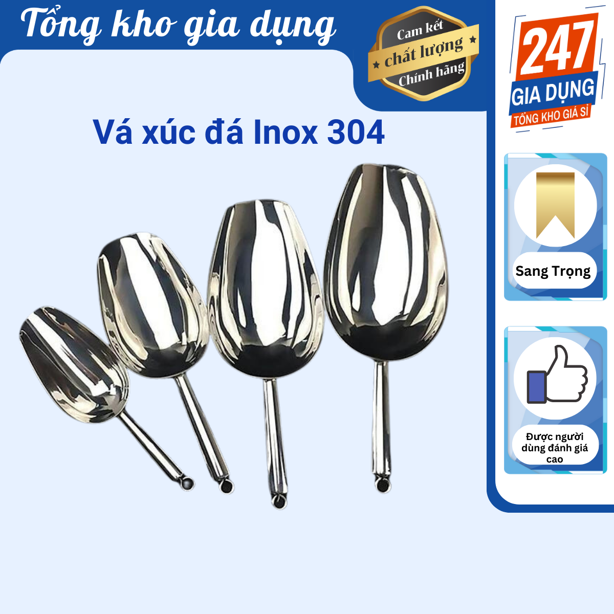 Vá Xúc Đá Inox 304, 4 kích cỡ