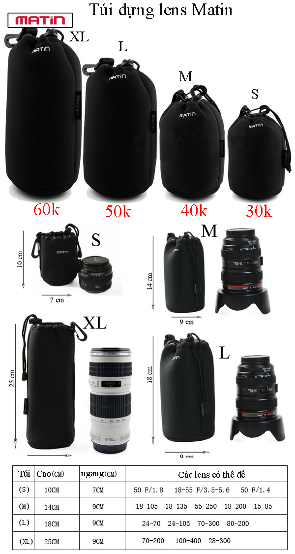 Túi Đựng Lens Matin - Túi Chống Sốc