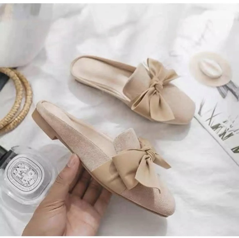 Giày sục nơ da lộn Giày sục nữ An Lê Store