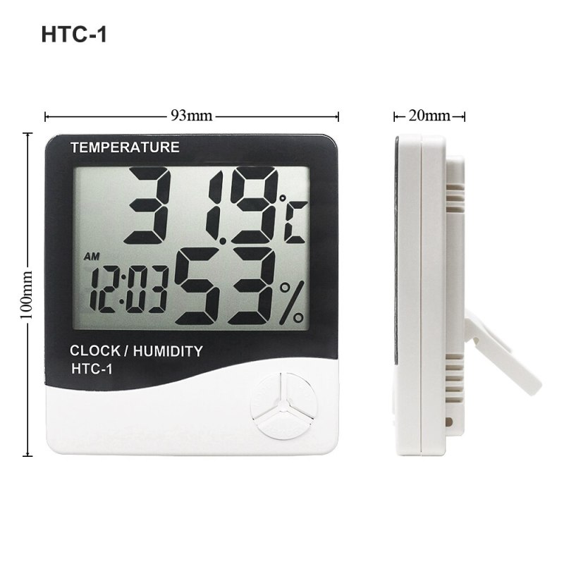 Đồng hồ đo nhiệt độ và độ ẩm (Trắng phối đen)  HTC-1