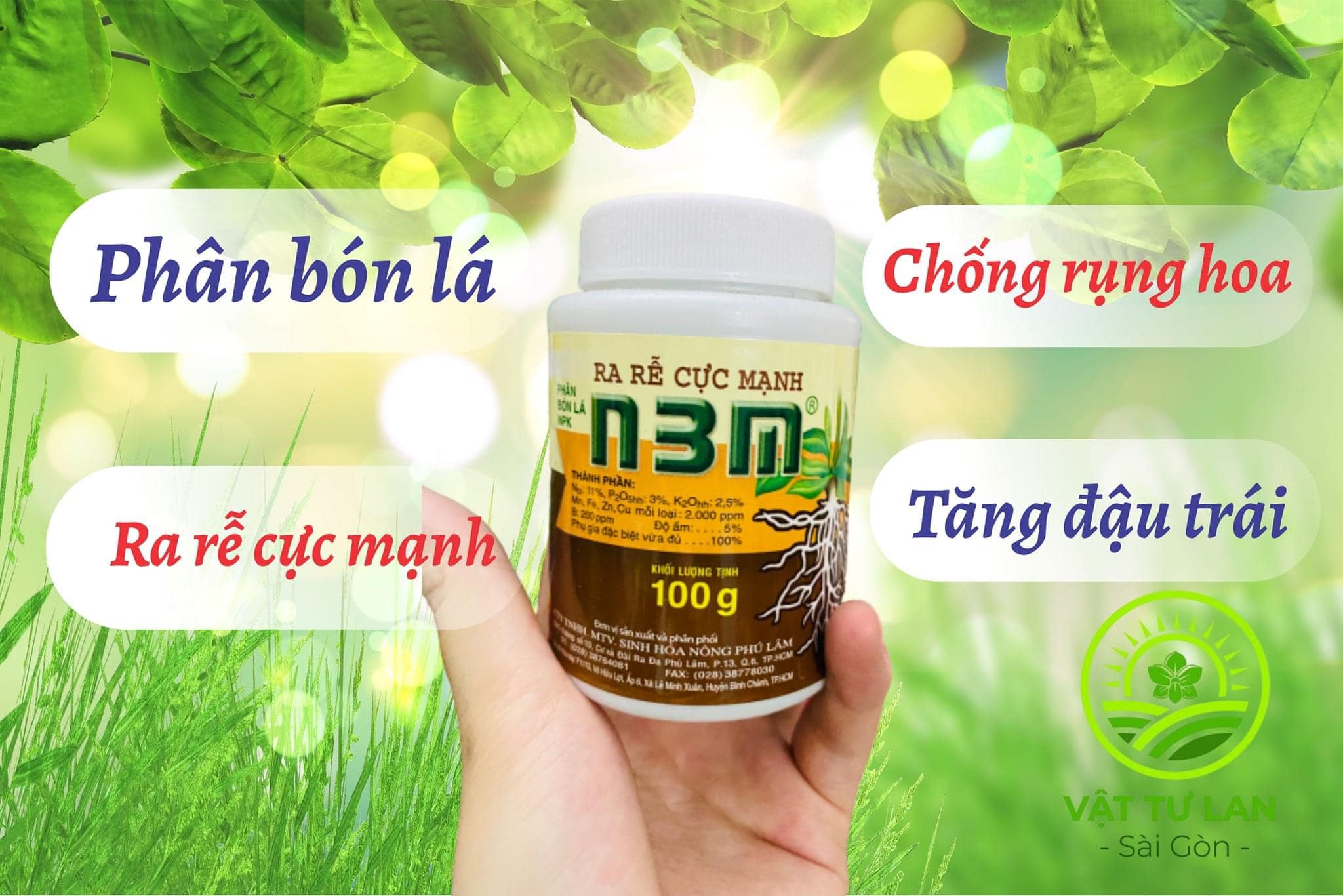 [HCM]Phân bón lá kích rễ N3M dạng bột hộp 100gr