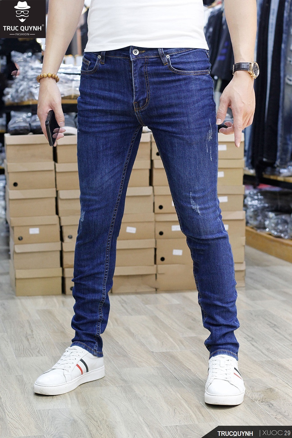 Quần jean nam chất bò cao cấp Jean co dãn 4 chiều cực đẹp form chuẩn dáng skinny cực đẹp_JEANCD214