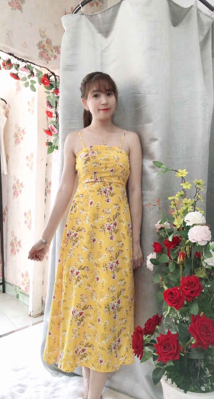HÌNH THẬT 100% ĐẦM MAXI 2 DÂY HOA NHÍ ĐỦ SIZE