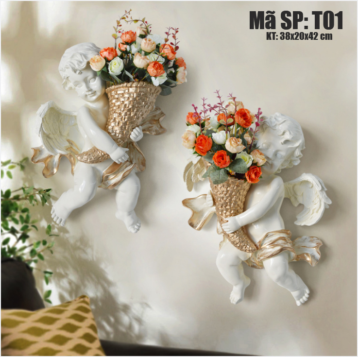 Cặp tượng thiên thần trang trí tường T01