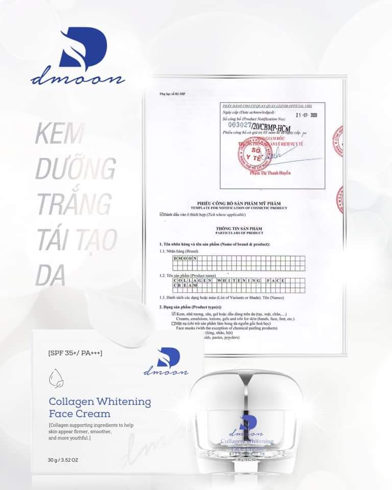 [HCM]Kem Dưỡng Da Mặt Dmoon Collagen Whitening Face Cream