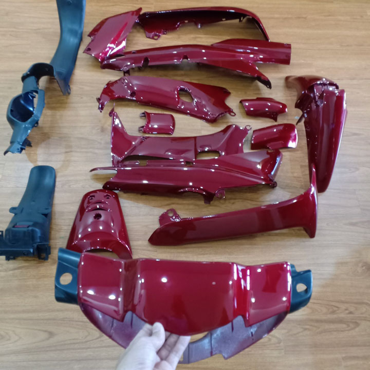 [TẶNG TEM] Dàn áo xe Wave alpha 1997 , wave 110 , wave ZX nhựa nguyên sinh ABS màu đỏ đun G536 - có tặng KÈM BỘ TEM chống bay màu.