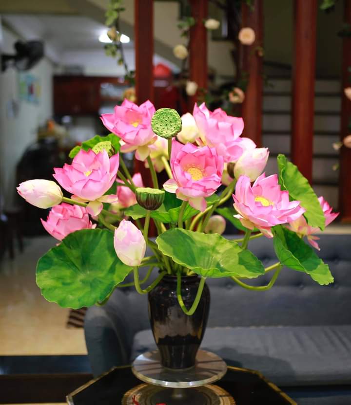 Hoa giả- Hoa sen bông cỡ lớn 20cm trang trí