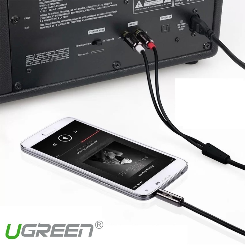Cáp audio 3.5mm ra 2 đầu RCA 1.5M UGREEN UG-10583