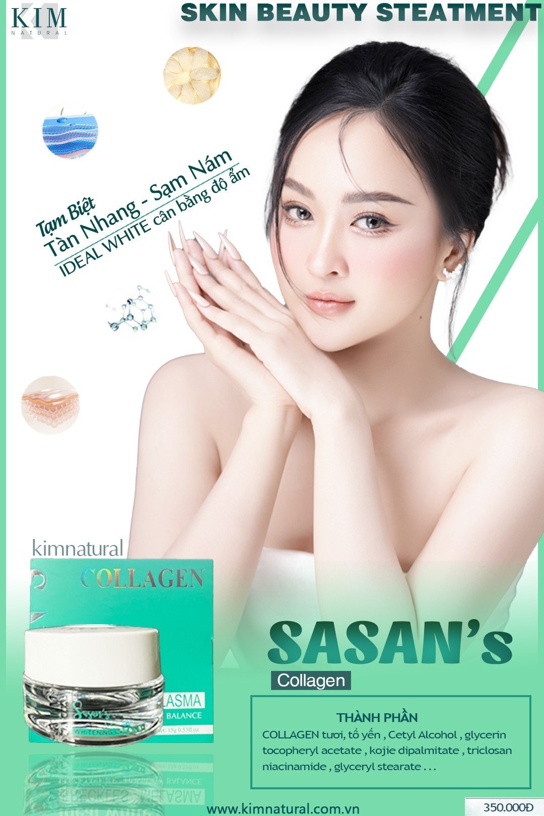 Kem dưỡng Sansan collagen Kim Natural (Mẫu Mới)
