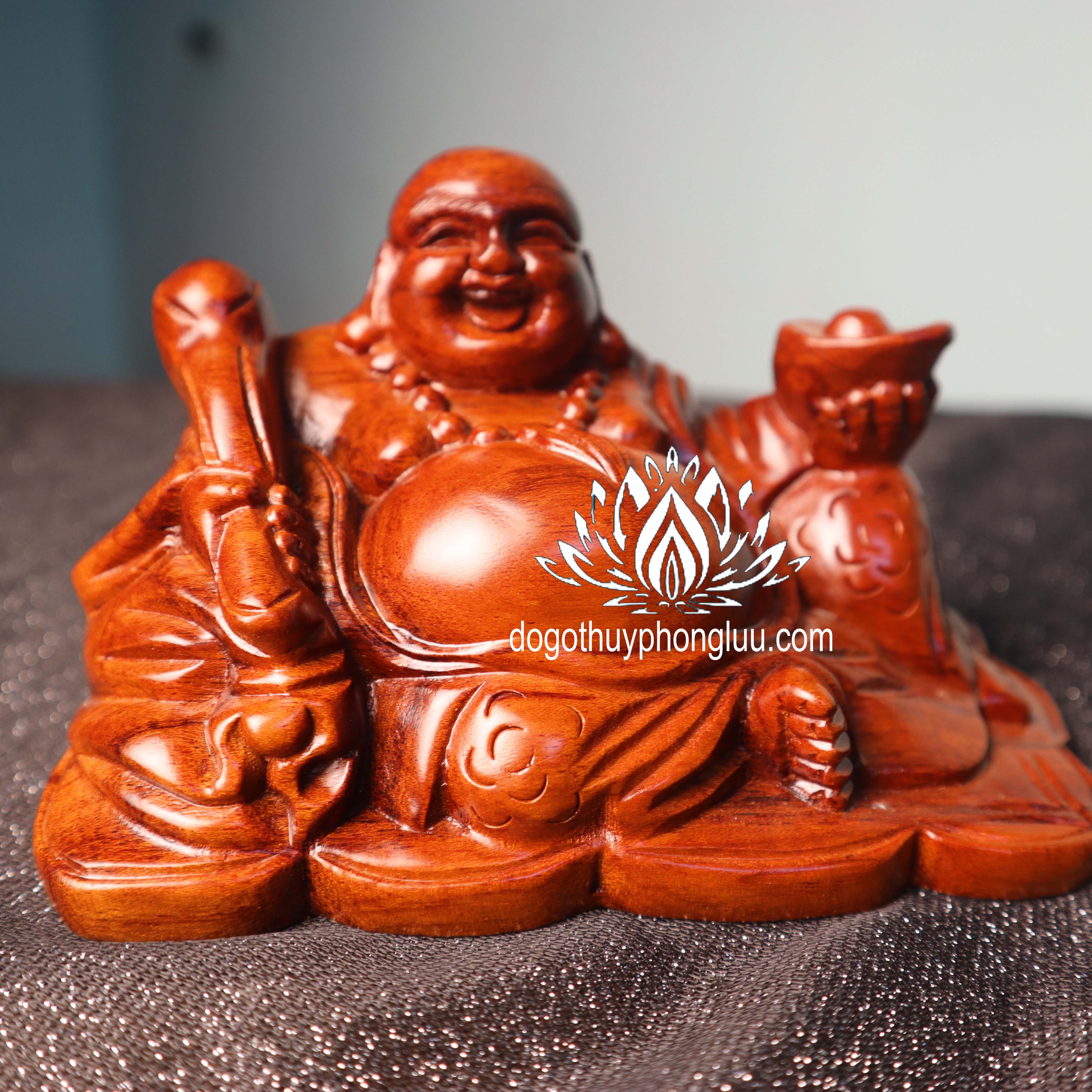 Tượng phật Di Lặc để xe ô tô nguyên khối gỗ