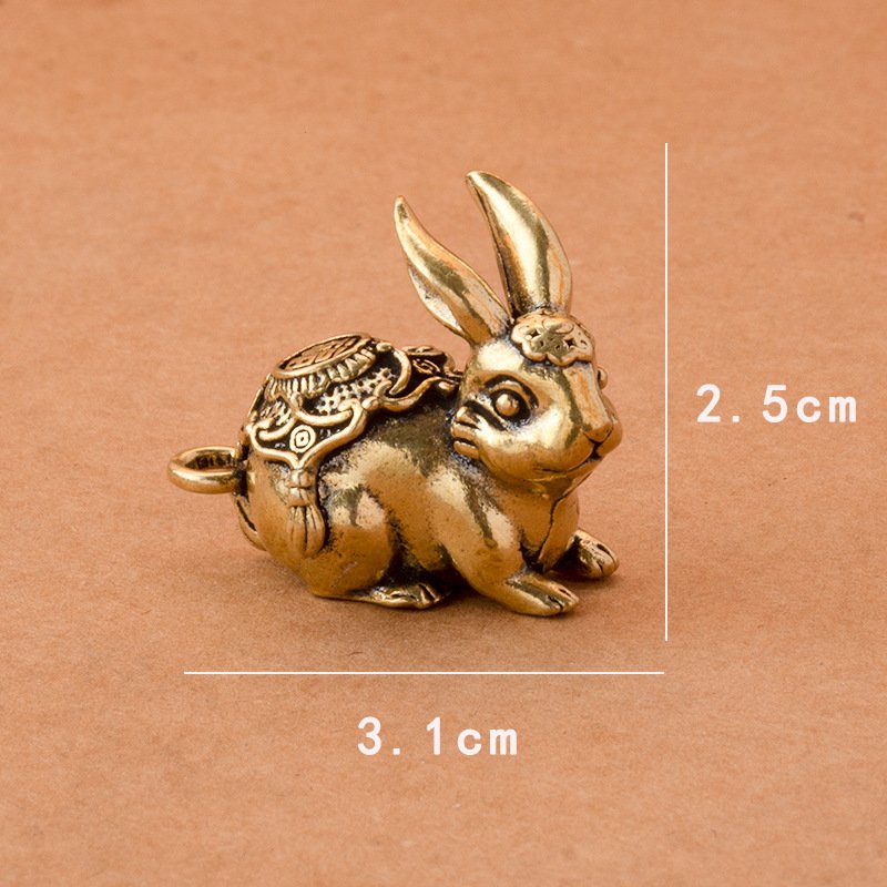 Tượng Nhỏ Bằng Đồng Hình Thỏ, Móc Khóa (Kích Thước: 2 Size)